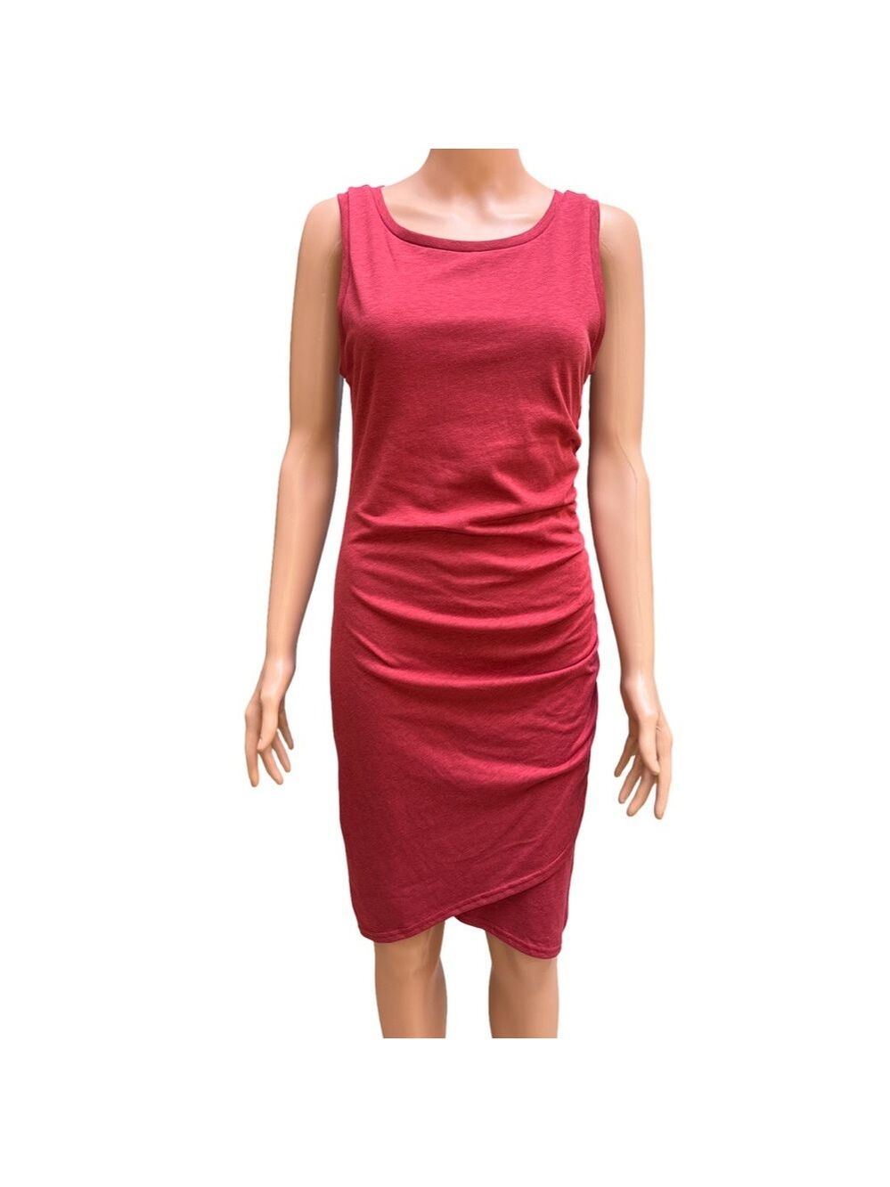 Tildon Asymmetrical Sleeveless Dress in Deep Red Medium